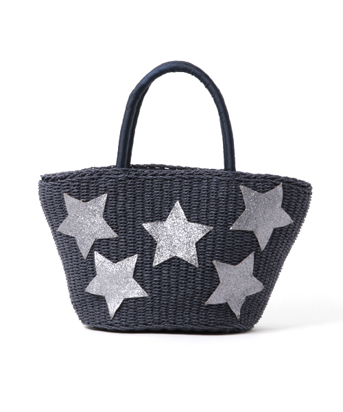 NATURAL BEAUTY BASIC（ナチュラルビューティーベーシック）の「スター刺しゅうバスケット（かごバッグ・レディース・ネイビー/ベージュ・ﾌﾘ-）」の2枚目の写真