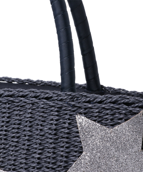 NATURAL BEAUTY BASIC（ナチュラルビューティーベーシック）の「スター刺しゅうバスケット（かごバッグ・レディース・ネイビー/ベージュ・ﾌﾘ-）」の5枚目の写真