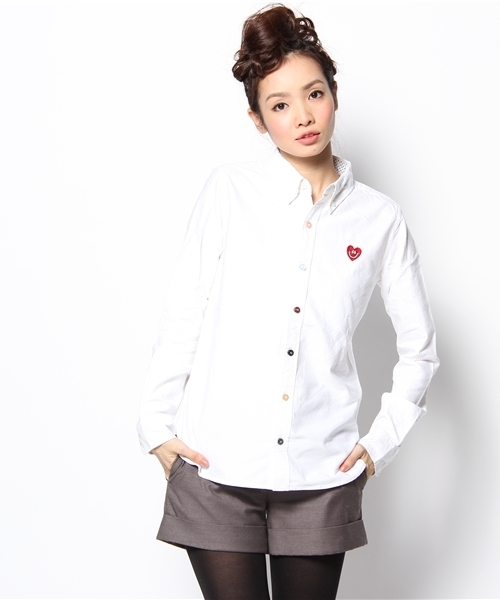 CIAOPANIC（チャオパニック）の「I HAVE LOVE  BDシャツ（シャツ/ブラウス・レディース・ブルー/オフホワイト・SMALL/MEDIUM）」の2枚目の写真