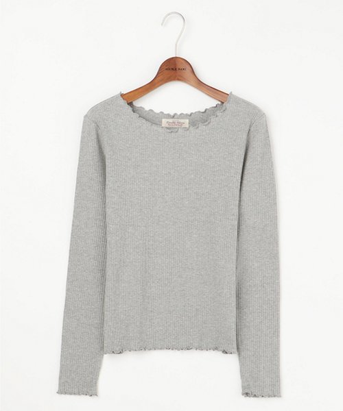 DOUBLE NAME（ダブルネーム）の「リブメロー長袖プルオーバー（Tシャツ/カットソー・レディース・ブラック/イエロー/ワイン/オフホワイト/杢グレー・FREE）」の9枚目の写真