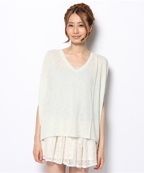 Aunt Marie's（アントマリーズ）の「メランジカットVネックﾌﾟﾙｵｰﾊﾞｰ（Tシャツ/カットソー・レディース・レッド/イエロー/ブルー/グリーン・FREE）」の5枚目の写真