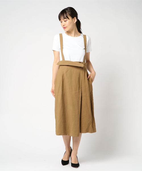 AMERICAN HOLIC（アメリカンホリック）の「ラップ風サス付スカート＊（スカート・レディース・ブラック/ベージュ・M/L）」の14枚目の写真