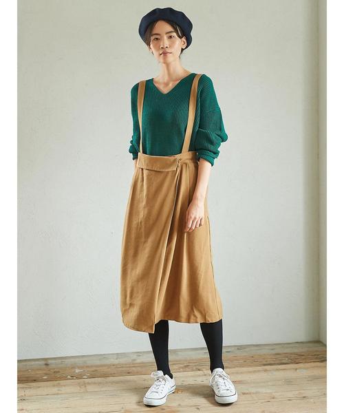 AMERICAN HOLIC（アメリカンホリック）の「ラップ風サス付スカート＊（スカート・レディース・ブラック/ベージュ・M/L）」の6枚目の写真