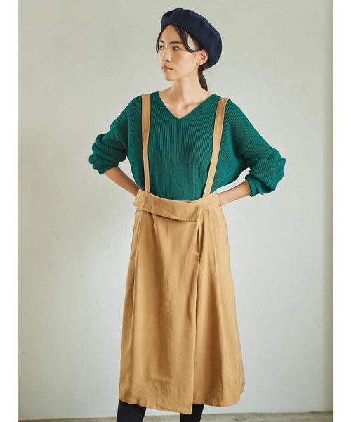 AMERICAN HOLIC（アメリカンホリック）の「ラップ風サス付スカート＊（スカート・レディース・ブラック/ベージュ・M/L）」の7枚目の写真