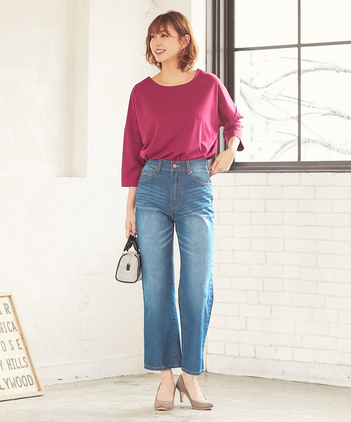 KOBE LETTUCE（コウベレタス）の「ハイウエストストレートデニムパンツ＊レディース/ボトムス/ワイドパンツ/ジーンズ/ジーパン[M2253]神戸レタス（デニムパンツ・レディース・ワンウォッシュ/ブルー/インディゴブルー・M/S）」の9枚目の写真