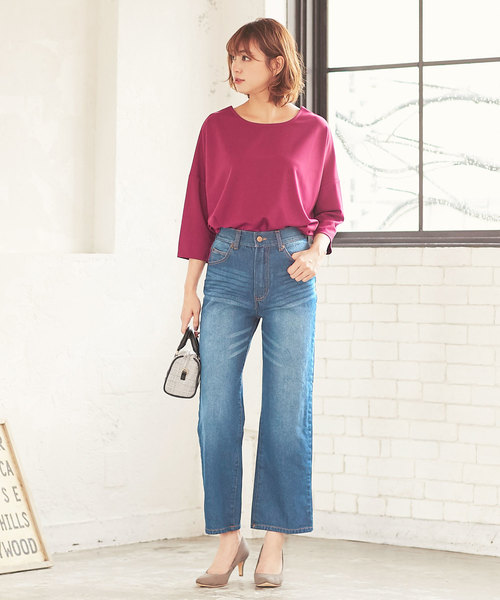KOBE LETTUCE（コウベレタス）の「ハイウエストストレートデニムパンツ＊レディース/ボトムス/ワイドパンツ/ジーンズ/ジーパン[M2253]神戸レタス（デニムパンツ・レディース・ワンウォッシュ/ブルー/インディゴブルー・M/S）」の10枚目の写真
