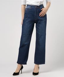 ハイウエストストレートデニムパンツ＊レディース/ボトムス/ワイドパンツ/ジーンズ/ジーパン[M2253]神戸レタス
