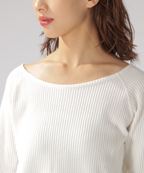 BAYFLOW(ベイフロー)の「ボートネックワッフルプルオーバー(Tシャツ/カットソー・レディース・オフホワイト/イエロー/バイオレット/チャコール・SMALL/MEDIUM)」の15枚目の写真