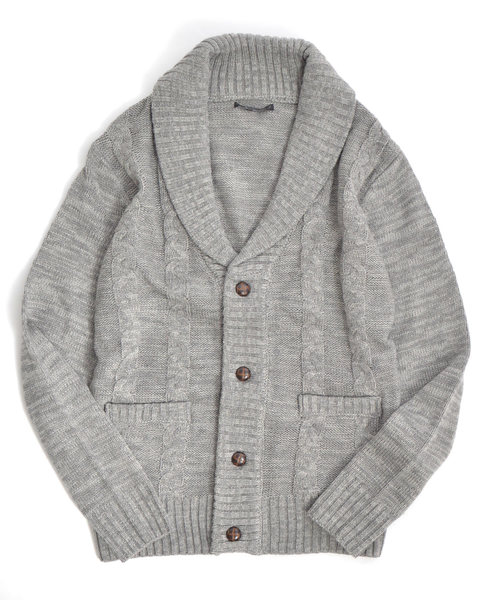 ROOPTOKYO（ループトウキョウ）の「ケーブル編みショールカラーカーディガン（カーディガン/ボレロ・メンズ・チャコールグレー/ブラック/グレー/ワイン・M/L）」の3枚目の写真