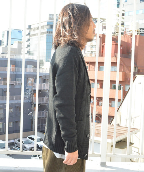 ROOPTOKYO（ループトウキョウ）の「ケーブル編みショールカラーカーディガン（カーディガン/ボレロ・メンズ・チャコールグレー/ブラック/グレー/ワイン・M/L）」の14枚目の写真