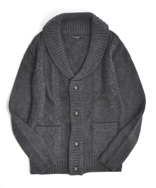 ROOPTOKYO（ループトウキョウ）の「ケーブル編みショールカラーカーディガン（カーディガン/ボレロ・メンズ・チャコールグレー/ブラック/グレー/ワイン・M/L）」の6枚目の写真