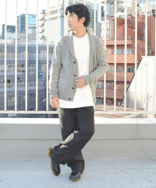 ROOPTOKYO（ループトウキョウ）の「ケーブル編みショールカラーカーディガン（カーディガン/ボレロ・メンズ・チャコールグレー/ブラック/グレー/ワイン・M/L）」の16枚目の写真
