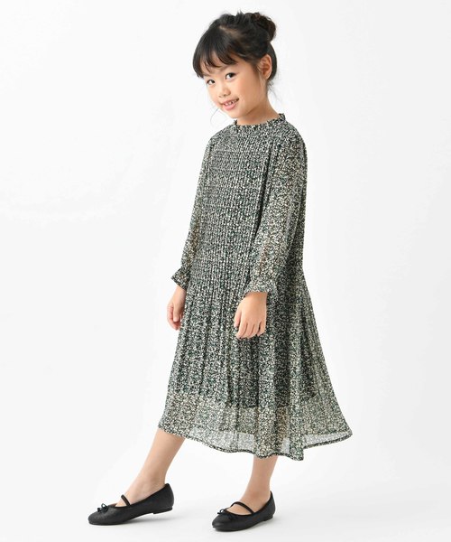 DISCOAT（ディスコート）の「【キッズ】シフォン花柄プリーツワンピース（ワンピース・キッズ・グリーン/イエロー・120cm/130cm/140cm）」の2枚目の写真