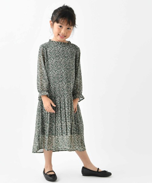 DISCOAT（ディスコート）の「【キッズ】シフォン花柄プリーツワンピース（ワンピース・キッズ・グリーン/イエロー・120cm/130cm/140cm）」の3枚目の写真