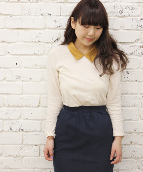 Kastane(カスタネ)の「【Kastane】シャツ衿ロンT(Tシャツ/カットソー・レディース・ベージュ/ネイビー/その他1/その他/その他20・FREE)」の2枚目の写真