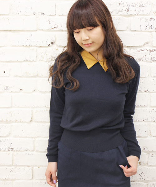 Kastane(カスタネ)の「【Kastane】シャツ衿ロンT(Tシャツ/カットソー・レディース・ベージュ/ネイビー/その他1/その他/その他20・FREE)」の6枚目の写真