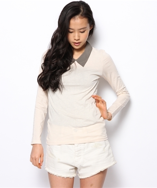 Kastane(カスタネ)の「【Kastane】シャツ衿ロンT(Tシャツ/カットソー・レディース・ベージュ/ネイビー/その他1/その他/その他20・FREE)」の3枚目の写真