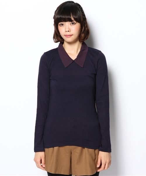 Kastane(カスタネ)の「【Kastane】シャツ衿ロンT(Tシャツ/カットソー・レディース・ベージュ/ネイビー/その他1/その他/その他20・FREE)」の8枚目の写真