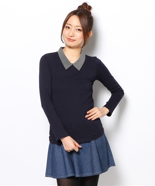 Kastane(カスタネ)の「【Kastane】シャツ衿ロンT(Tシャツ/カットソー・レディース・ベージュ/ネイビー/その他1/その他/その他20・FREE)」の17枚目の写真