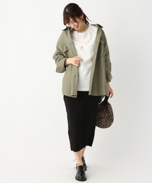 GLOBAL WORK（グローバルワーク）の「ミリタリーBIGシャツ長袖/823887（シャツ/ブラウス・レディース・ベージュ/カーキ/ブラック系その他/グリーン系その他・FREE）」の7枚目の写真