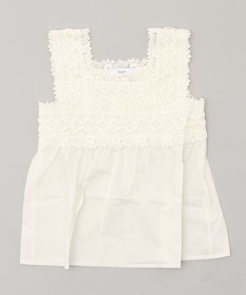 DISCOAT（ディスコート）の「【キッズ】カギバリレースノースリブラウス（シャツ/ブラウス・キッズ・ブラック/オフホワイト/グリーン・120/130/140）」の2枚目の写真