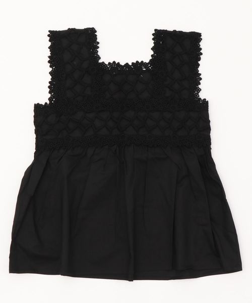 DISCOAT（ディスコート）の「【キッズ】カギバリレースノースリブラウス（シャツ/ブラウス・キッズ・ブラック/オフホワイト/グリーン・120/130/140）」の4枚目の写真