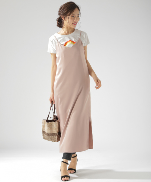 BAYFLOW（ベイフロー）の「スリットキャミワンピース（ワンピース・レディース・ブラック/ベージュ/ピンク/ブルー・SMALL/MEDIUM）」の10枚目の写真