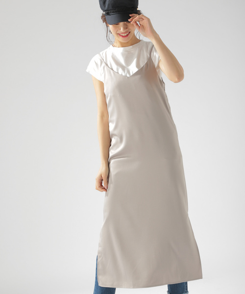 BAYFLOW（ベイフロー）の「スリットキャミワンピース（ワンピース・レディース・ブラック/ベージュ/ピンク/ブルー・SMALL/MEDIUM）」の20枚目の写真