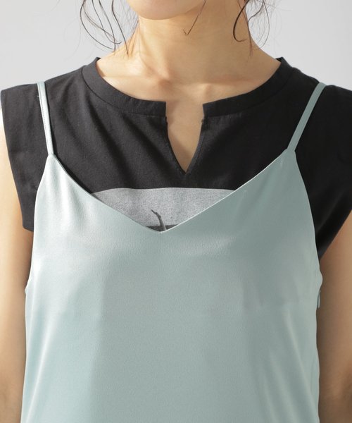 BAYFLOW（ベイフロー）の「スリットキャミワンピース（ワンピース・レディース・ブラック/ベージュ/ピンク/ブルー・SMALL/MEDIUM）」の21枚目の写真