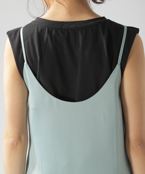 BAYFLOW（ベイフロー）の「スリットキャミワンピース（ワンピース・レディース・ブラック/ベージュ/ピンク/ブルー・SMALL/MEDIUM）」の17枚目の写真