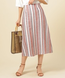 Doux archives（ドゥアルシーヴ）の「リネンツイルマルチストライプAラインスカート（スカート）」