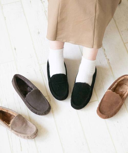 mooimooi（モーイモーイ）の「ラウンドトゥ スマート シンプル モカシンシューズ（モカシン/デッキシューズ・レディース・ベージュ/ブラック/ダークブラウン/チャコールグレー/ブラック系その他/キャメル/ベージュ系その他/ベージュ系その他2/チェック/ベージュ系その他3/グレイッシュベージュ/ブラック系その他3/ブラック系その他2・LL/3L/S/M/L/XS）」の16枚目の写真