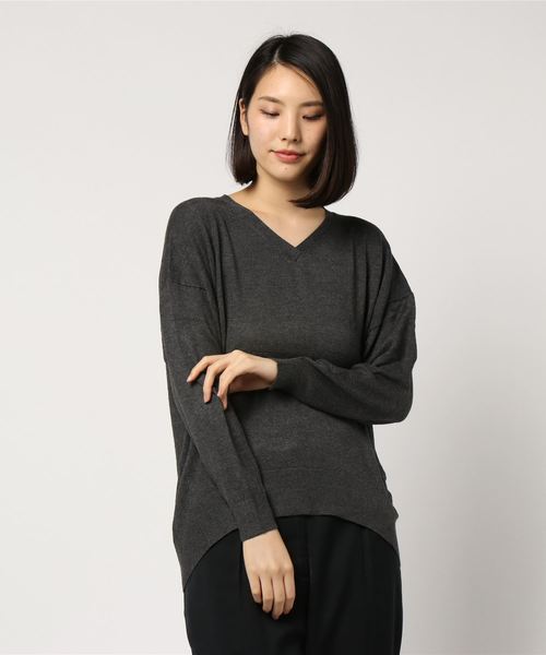 AMERICAN HOLIC（アメリカンホリック）の「Vネックバックラウンドニットプルオーバー ＊（ニット/セーター・レディース・ブラウン/ピンク/アイボリー/モカ/キャメル/ブルーグリーン/ダークネイビー/グレー系その他2・M/L）」の3枚目の写真