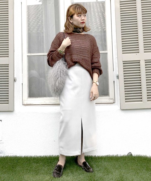 archives(アルシーヴ)の「鍵編みルーズモヘアプルオーバー(ニット/セーター・レディース・パープル/ブラウン/オフホワイト・MEDIUM)」の13枚目の写真