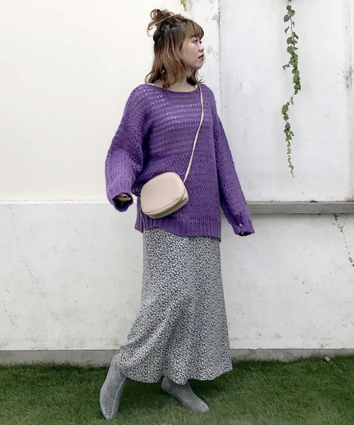 archives(アルシーヴ)の「鍵編みルーズモヘアプルオーバー(ニット/セーター・レディース・パープル/ブラウン/オフホワイト・MEDIUM)」の10枚目の写真