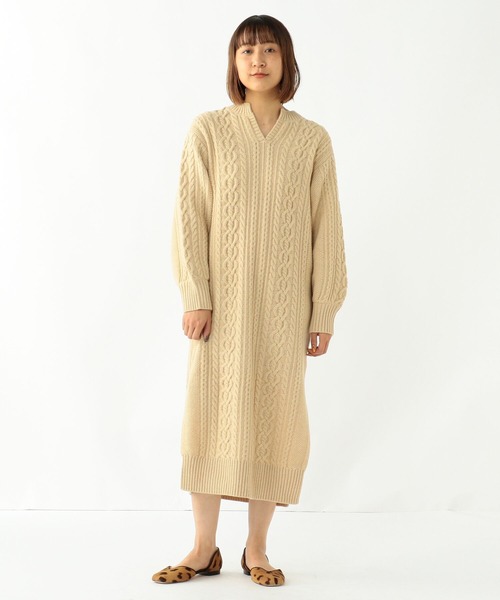 Ray Beams レイビームス の Ray Beams ケーブル キーネック ニット ワンピース ワンピース Wear