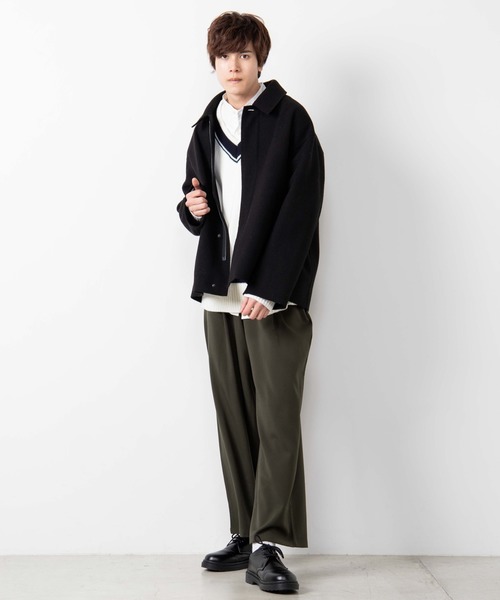 WEGO（ウィゴー）の「WEGO/起毛TRワイドスラックス（スラックス・メンズ・カーキ/ブラック・SMALL/LARGE/MEDIUM）」の3枚目の写真