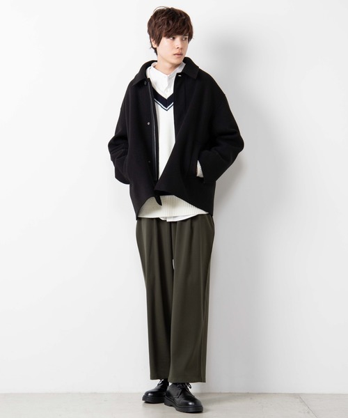 WEGO（ウィゴー）の「WEGO/起毛TRワイドスラックス（スラックス・メンズ・カーキ/ブラック・SMALL/LARGE/MEDIUM）」の4枚目の写真