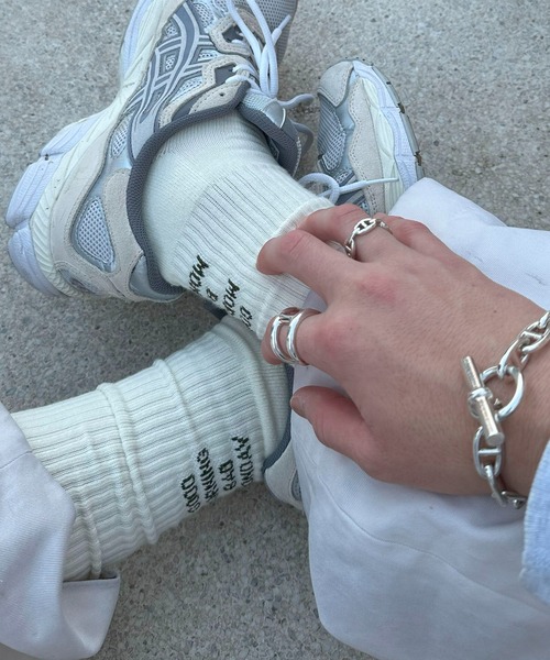 Healthknit(ヘルスニット)の「【Healthknit Product】ヒールメッセージロングソックス HEEL MESSAGE LONG SOCKS/185-0049(ソックス/靴下・メンズ・ブラック/ホワイト/オレンジ/ホワイト×ブラック/アイボリー系1/ベージュ系/アイボリー系2・FREE/SMALL)」の5枚目の写真