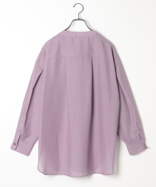 PAGEBOY（ページボーイ）の「シアースタンドカラーシャツ（シャツ/ブラウス・レディース・ホワイト/パープル/ブラック/グレイッシュベージュ/テラコッタ・FREE）」の6枚目の写真