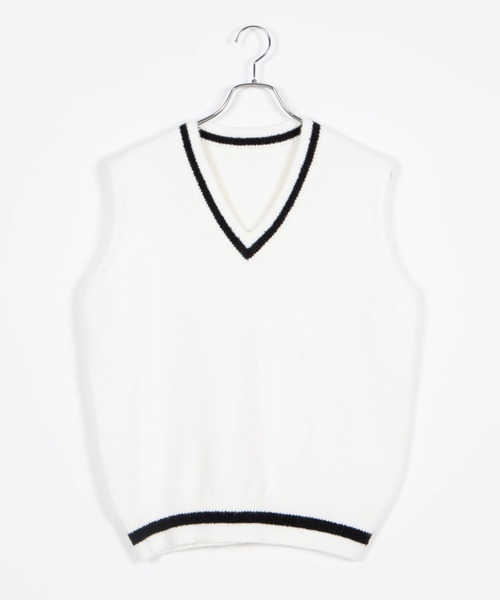 DING（ディング）の「DING/ラインニットベスト（ベスト・レディース・ホワイト/ピンク/グリーン/ベージュ/ブラック・FREE）」の17枚目の写真