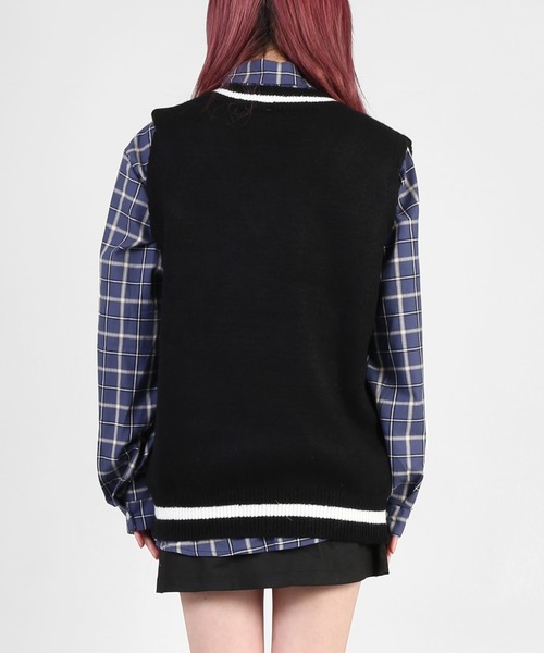 DING（ディング）の「DING/ラインニットベスト（ベスト・レディース・ホワイト/ピンク/グリーン/ベージュ/ブラック・FREE）」の13枚目の写真