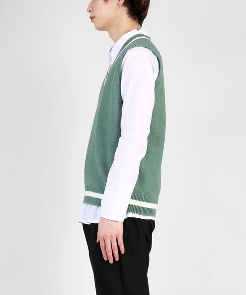 DING（ディング）の「DING/ラインニットベスト（ベスト・レディース・ホワイト/ピンク/グリーン/ベージュ/ブラック・FREE）」の15枚目の写真