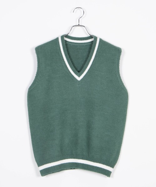 DING（ディング）の「DING/ラインニットベスト（ベスト・レディース・ホワイト/ピンク/グリーン/ベージュ/ブラック・FREE）」の21枚目の写真