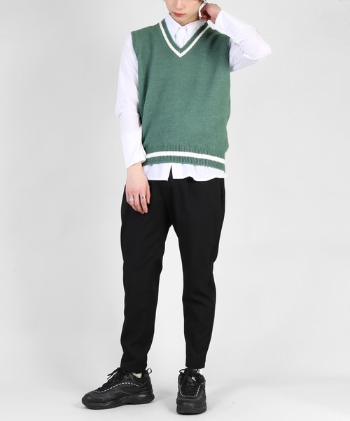 DING（ディング）の「DING/ラインニットベスト（ベスト・レディース・ホワイト/ピンク/グリーン/ベージュ/ブラック・FREE）」の10枚目の写真