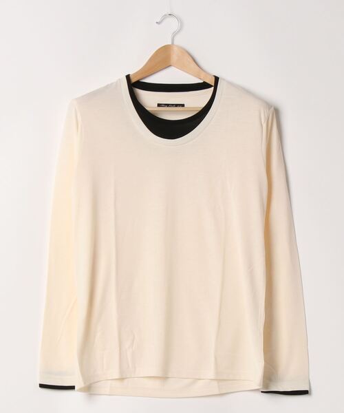 B.I.D.(ビーアイディー)の「《Bl》フェイクレイヤード長袖Tシャツ Uネック(Tシャツ/カットソー・メンズ・ブラック/グレー/ネイビー/ホワイト/チャコール/ワインレッド・MEDIUM/LARGE/X-LARGE)」の2枚目の写真