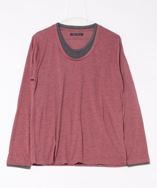 B.I.D.(ビーアイディー)の「《Bl》フェイクレイヤード長袖Tシャツ Uネック(Tシャツ/カットソー・メンズ・ブラック/グレー/ネイビー/ホワイト/チャコール/ワインレッド・MEDIUM/LARGE/X-LARGE)」の6枚目の写真