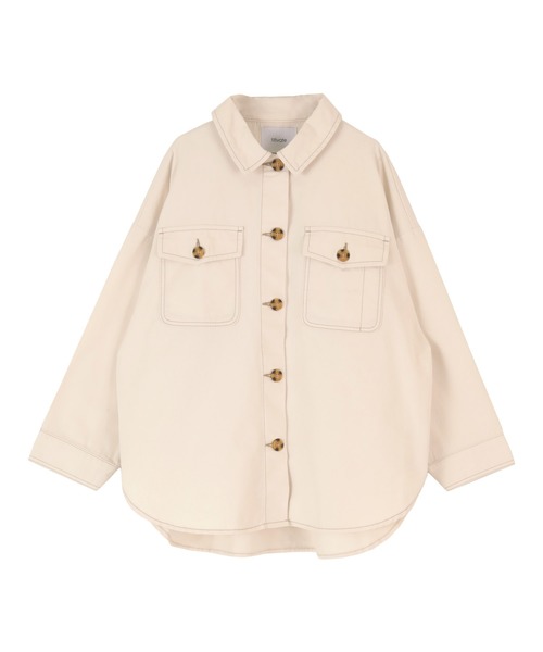 titivate（ティティベイト）の「ｵｰﾊﾞｰｻｲｽﾞｼｬﾂ/ｼﾞｬｹｯﾄ（シャツ/ブラウス・レディース・ベージュ/アイボリー/ライトカーキ・M）」の4枚目の写真