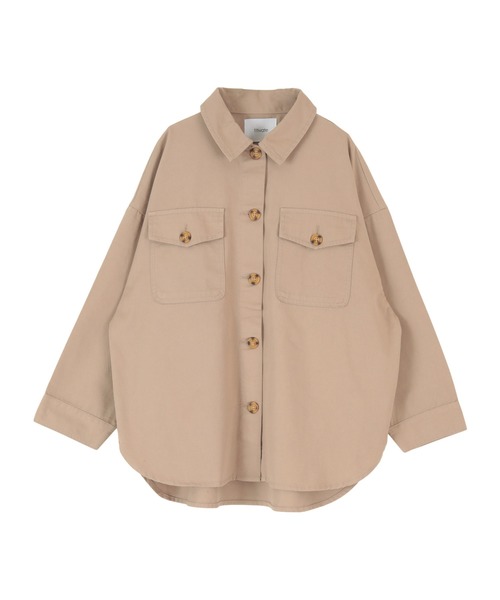 titivate（ティティベイト）の「ｵｰﾊﾞｰｻｲｽﾞｼｬﾂ/ｼﾞｬｹｯﾄ（シャツ/ブラウス・レディース・ベージュ/アイボリー/ライトカーキ・M）」の5枚目の写真