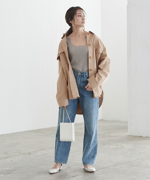 titivate（ティティベイト）の「ｵｰﾊﾞｰｻｲｽﾞｼｬﾂ/ｼﾞｬｹｯﾄ（シャツ/ブラウス・レディース・ベージュ/アイボリー/ライトカーキ・M）」の19枚目の写真